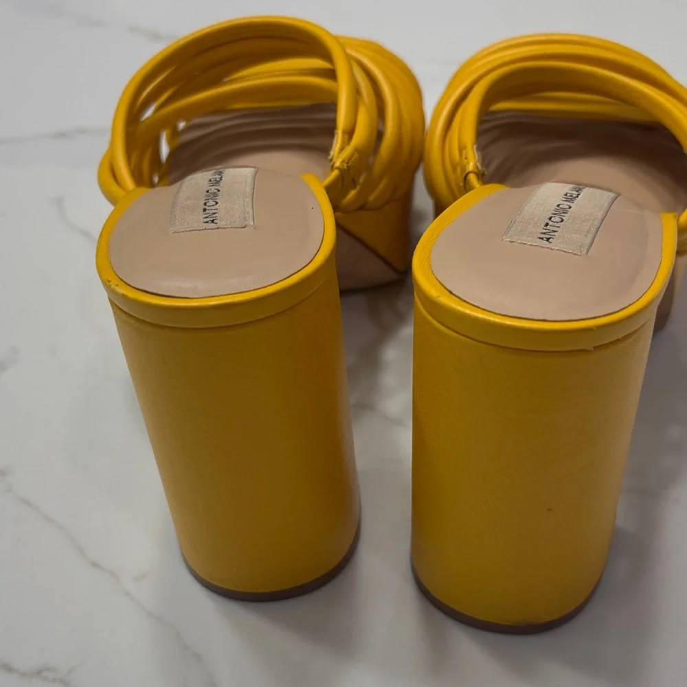 ANTONIO MELANI Yellow Multi-Strap Platform Mules